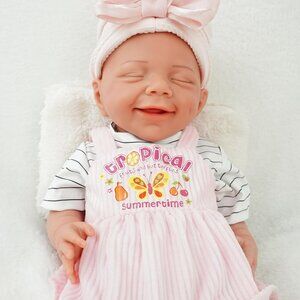 17.2in Full Silicone Non Vinyl Nude Reborn Baby Dolls BOY Sleeping Reborn Doll